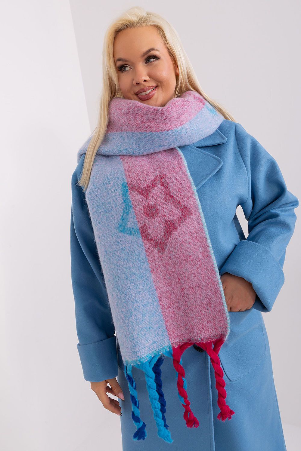 AT Striped Tassel Winter Shawl Scarf multicolor one-size-fits-all