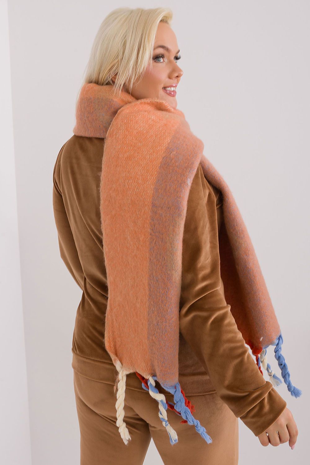 AT Striped Tassel Winter Shawl Scarf