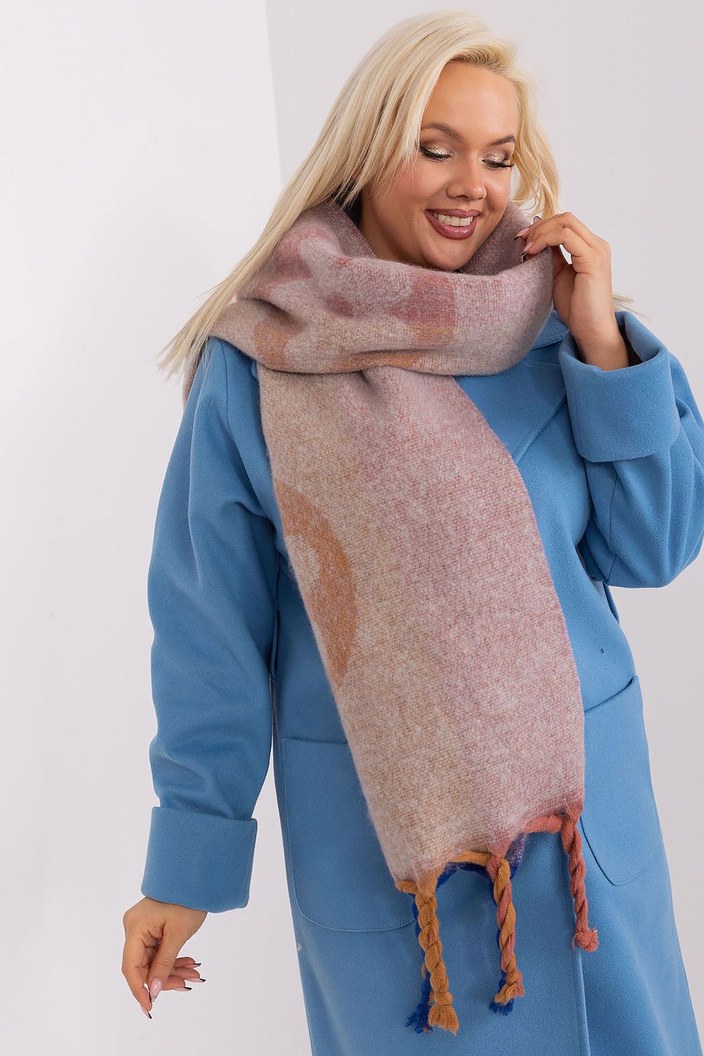 AT Striped Tassel Winter Shawl Scarf violet one-size-fits-all