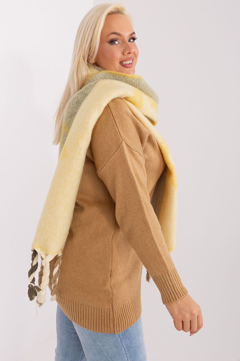 AT Striped Tassel Winter Shawl Scarf