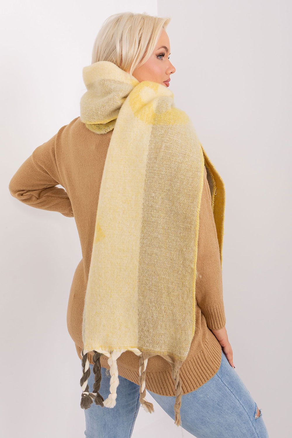 AT Striped Tassel Winter Shawl Scarf