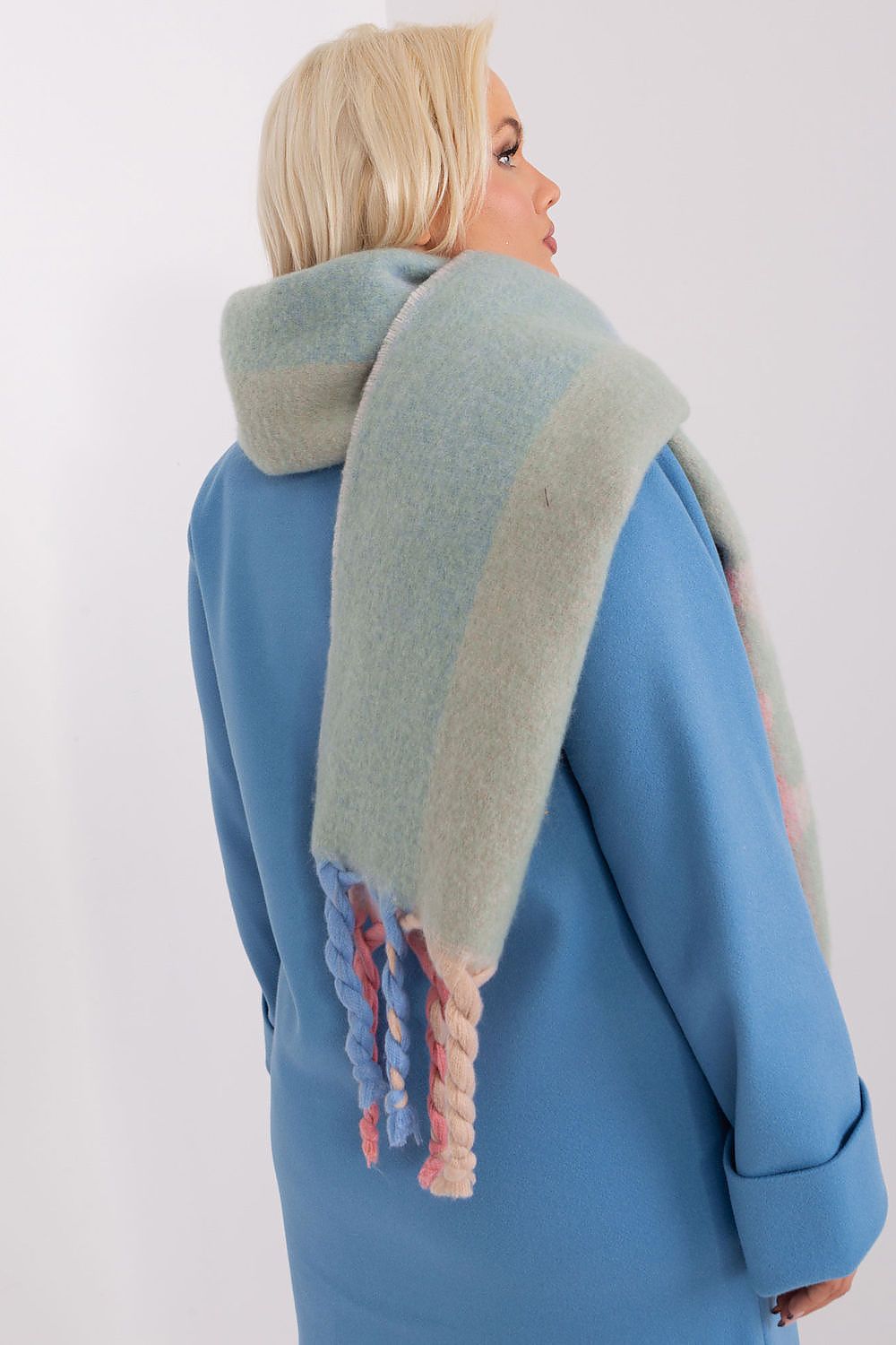AT Striped Tassel Winter Shawl Scarf