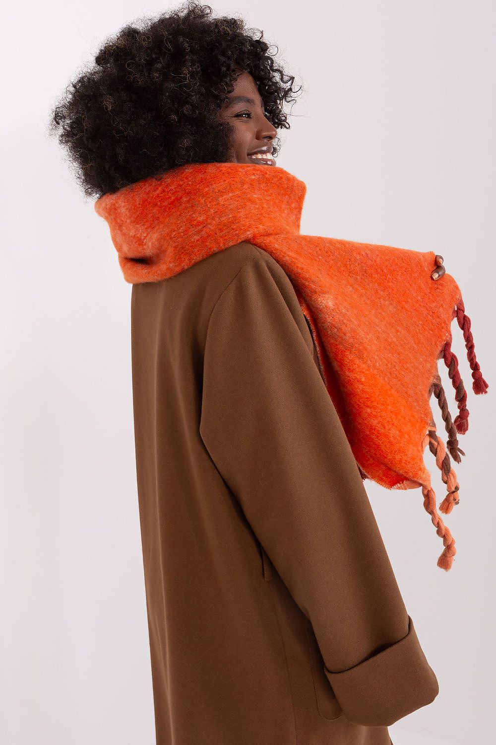 AT Striped Tassel Winter Shawl Scarf