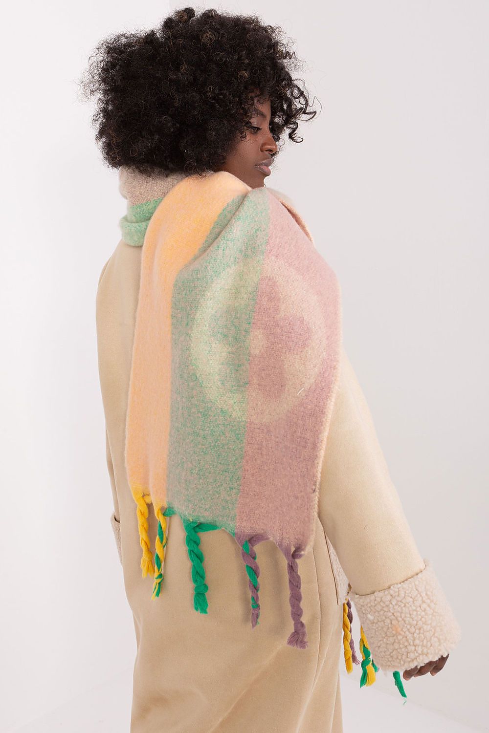 AT Striped Tassel Winter Shawl Scarf
