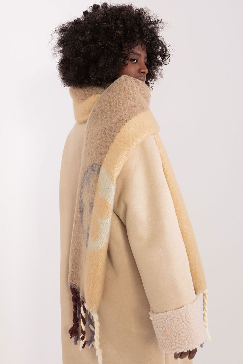 AT Striped Tassel Winter Shawl Scarf