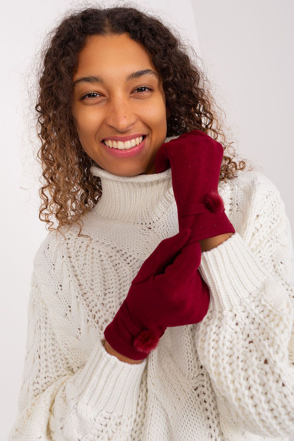 AT Knitted Pompom Gloves