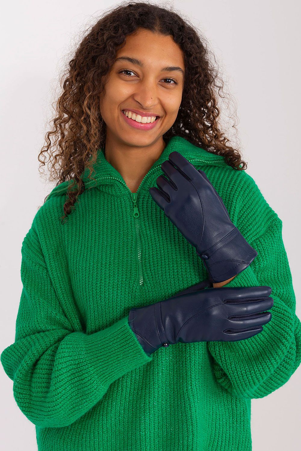 AT Elegant Strap Gloves navy blue