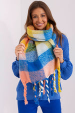 AT Long Colourful Plaid Shawl Scarf yellow one-size-fits-all
