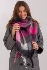 AT Long Colourful Plaid Shawl Scarf black 2 one-size-fits-all