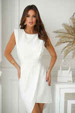 Bicotone Midi Asymmetrical Open-Back Fitted Dress beige