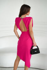 Bicotone Midi Asymmetrical Open-Back Fitted Dress