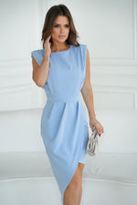 Bicotone Midi Asymmetrical Open-Back Fitted Dress blue