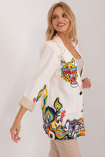 Floral Jacket Italy Moda Denim-Look Blazer