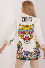 Floral Jacket Italy Moda Denim-Look Blazer