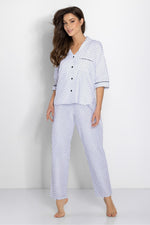 Momenti Per Me Buttoned Collar Two-Piece Pyjama Set white