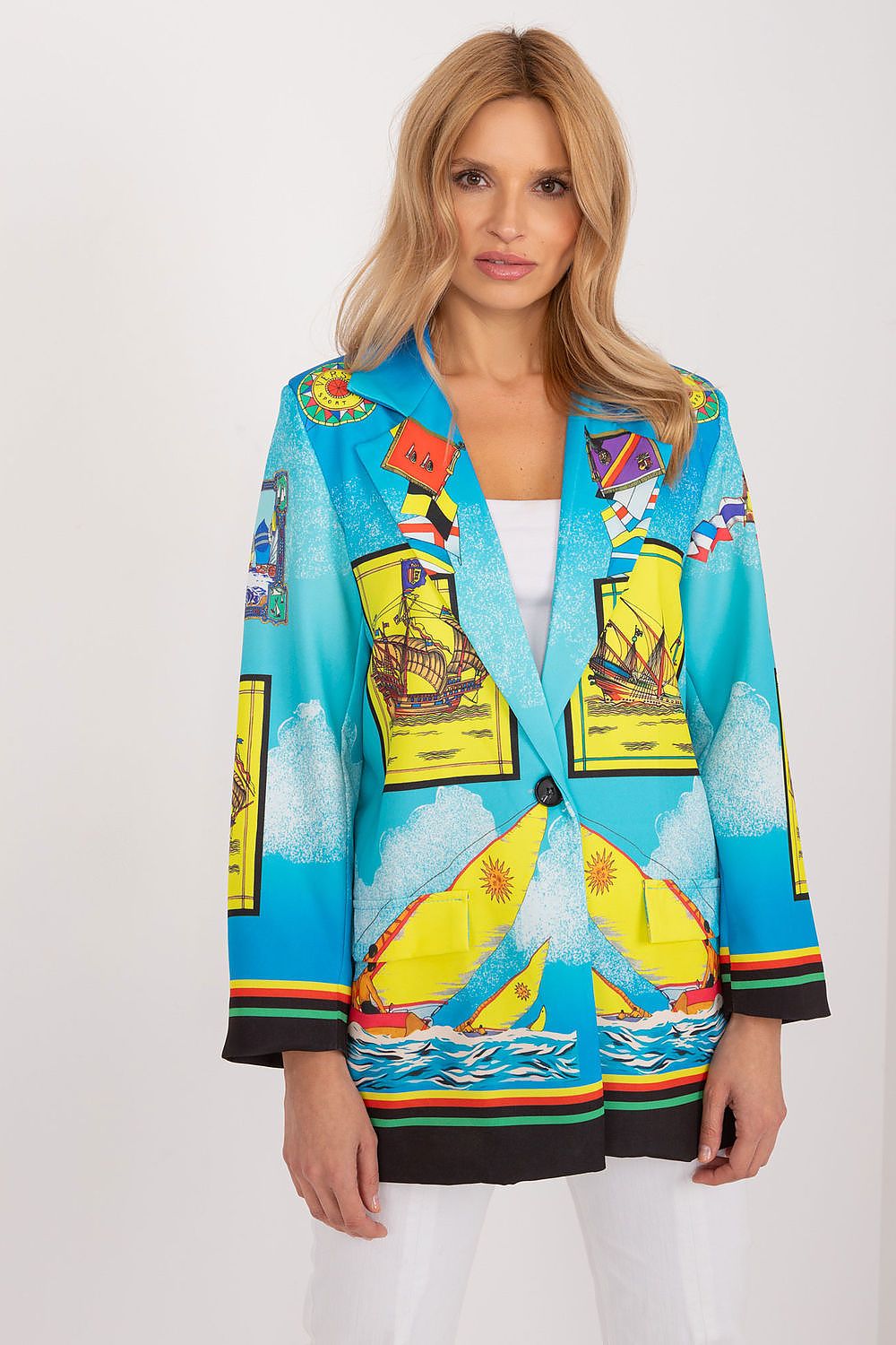 Floral Jacket Italy Moda Denim-Look Blazer multicolor one-size-fits-all