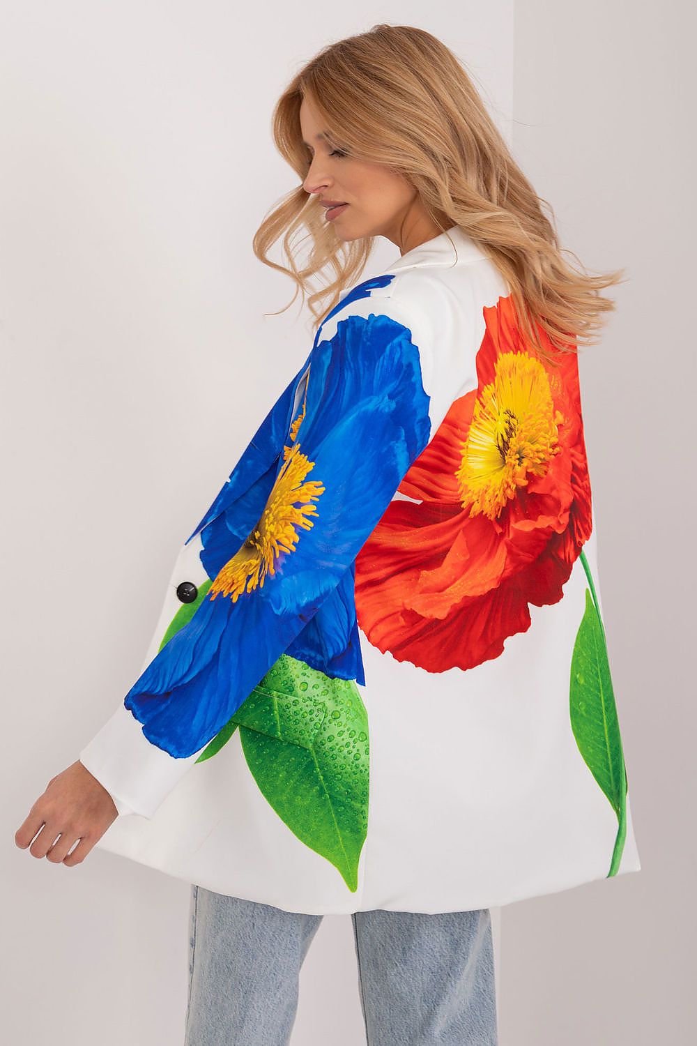 Floral Jacket Italy Moda Denim-Look Blazer