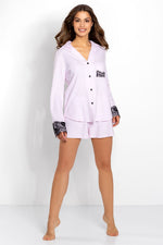 Momenti Per Me Lace-Trimmed Shirt and Shorts Pyjama Set pink
