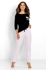 Momenti Per Me Blouse and Long Pants Pyjama Set black