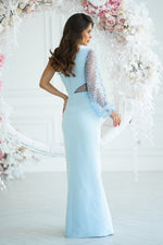 Bicotone Maxi Sequin One-Shoulder Slit Dress