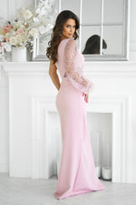 Bicotone Maxi Sequin One-Shoulder Slit Dress