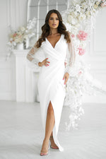 Bicotone Maxi Double-Sequin Heart-Neck Slit Dress beige