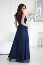 Bicotone Airy Slit Rose Belt Flowing Maxi Dress