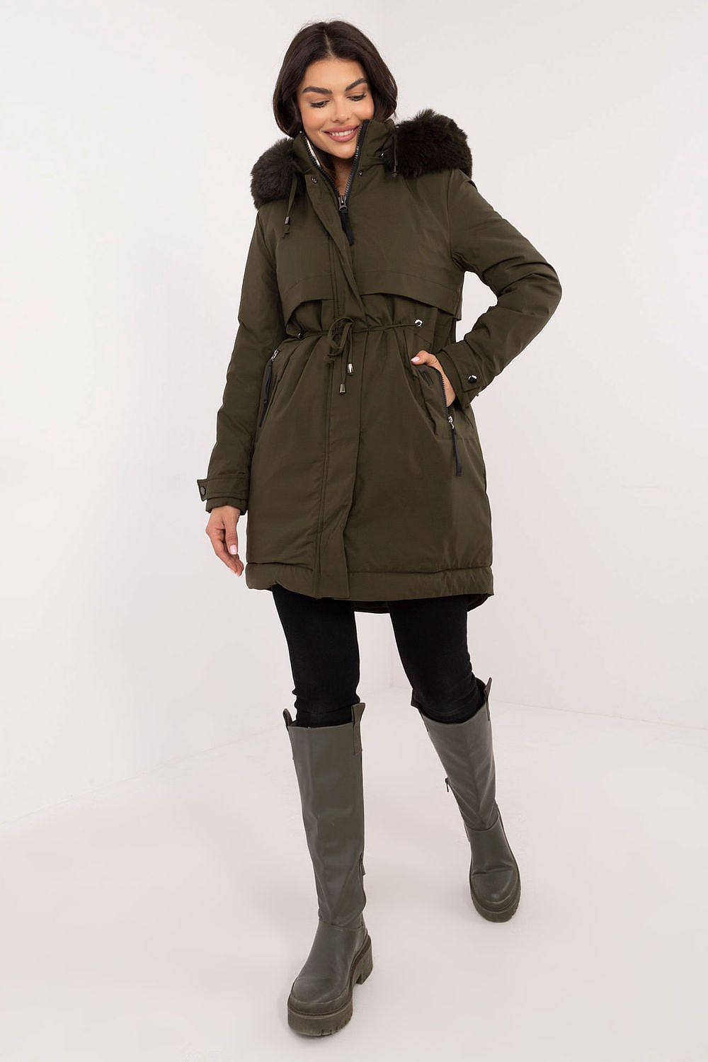 Factory Price Fur Hooded Quilted Coat