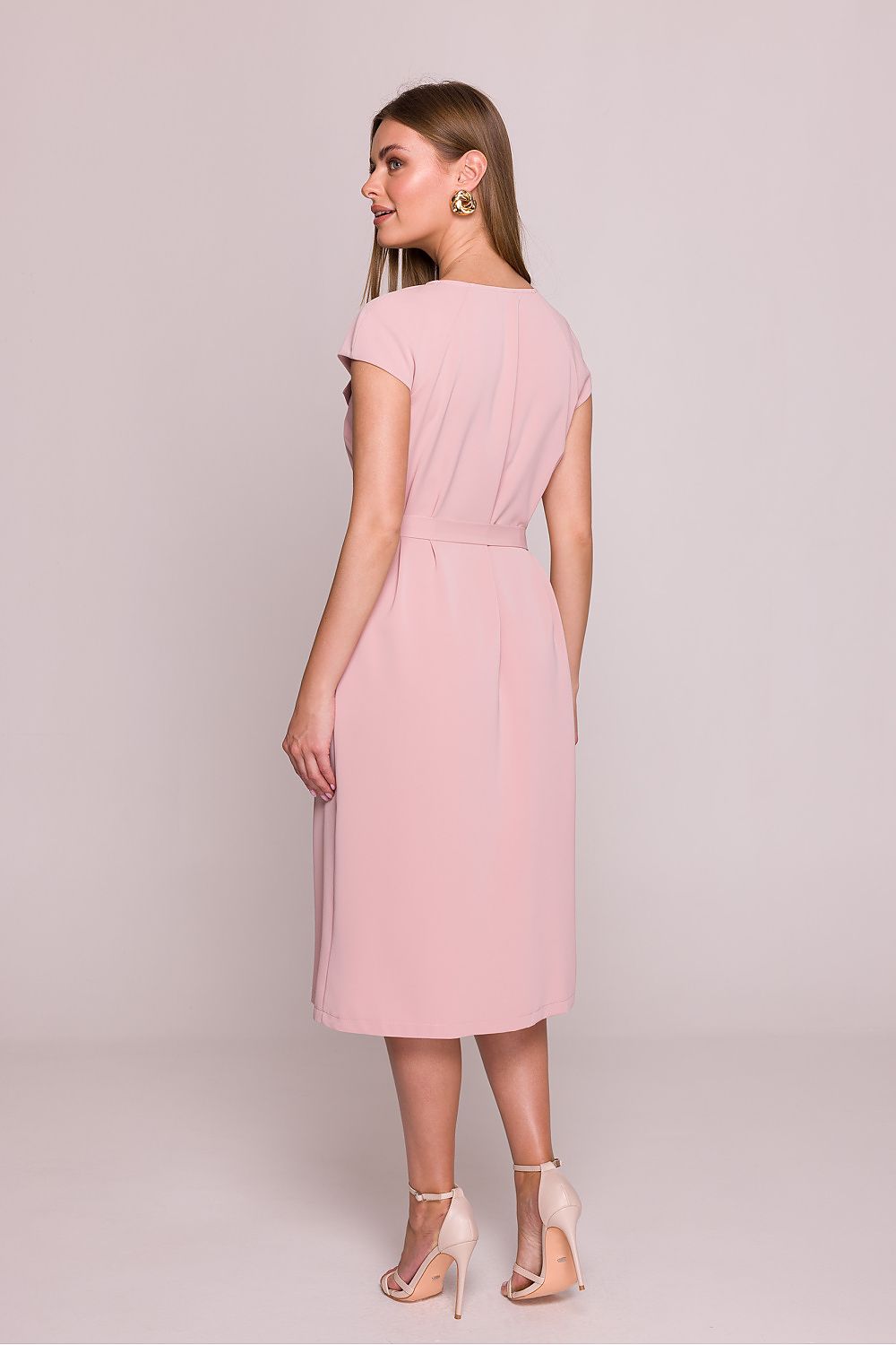 Stylove Cocktail Dress V-Neck Ruffled A-Line Midi - Shimmering Polish Elegance