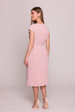 Stylove Cocktail Dress V-Neck Ruffled A-Line Midi - Shimmering Polish Elegance