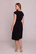 Stylove Cocktail Dress V-Neck Ruffled A-Line Midi - Shimmering Polish Elegance