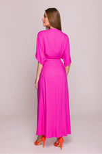 Stylove Viscose Satin V-Neck Flared Day Dress - Sensual Summer Radiance