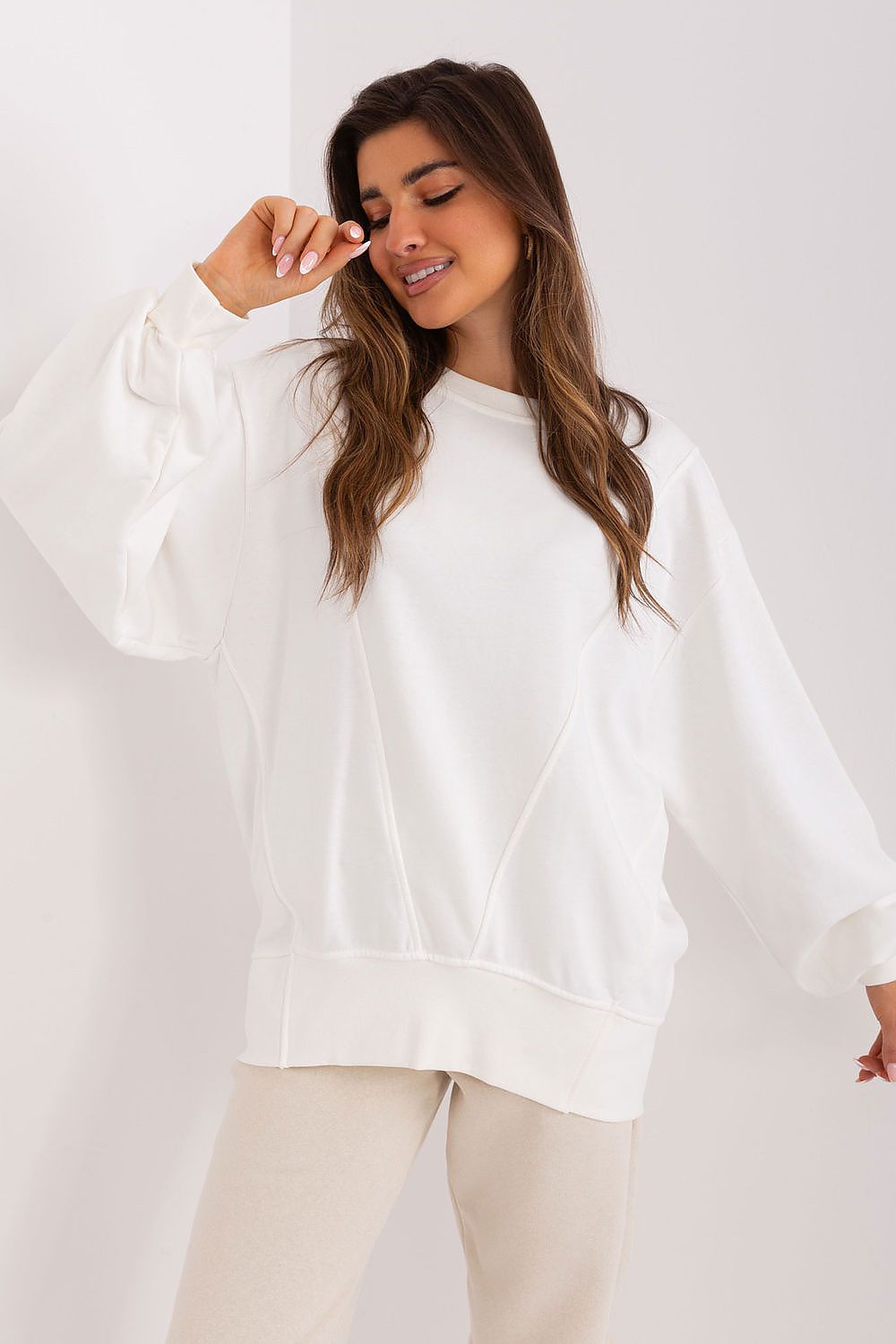 Ex Moda Classic Casual Sweatshirt beige one-size-fits-all