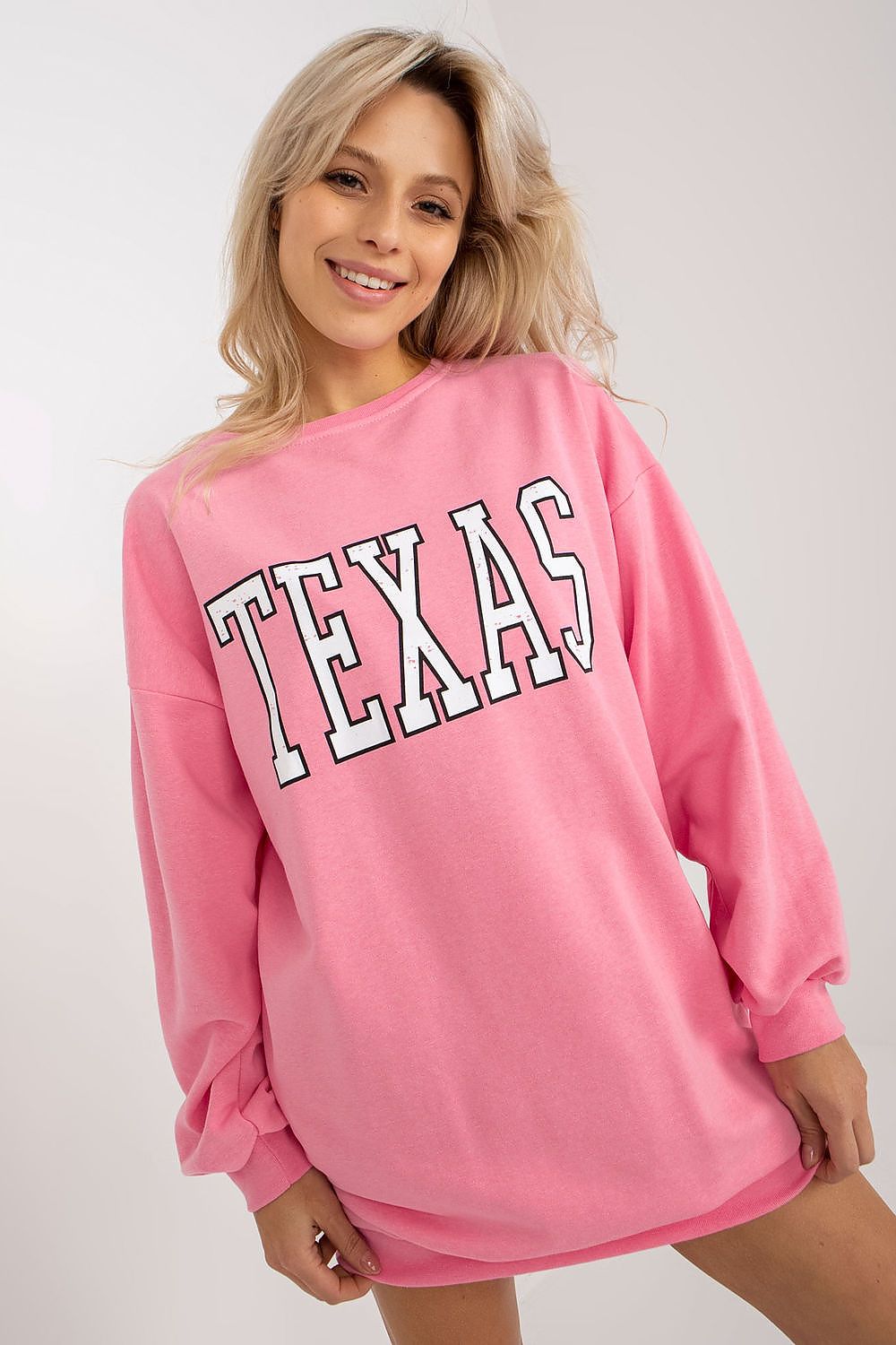 Ex Moda TEXAS Slogan Long Sweatshirt pink one-size-fits-all