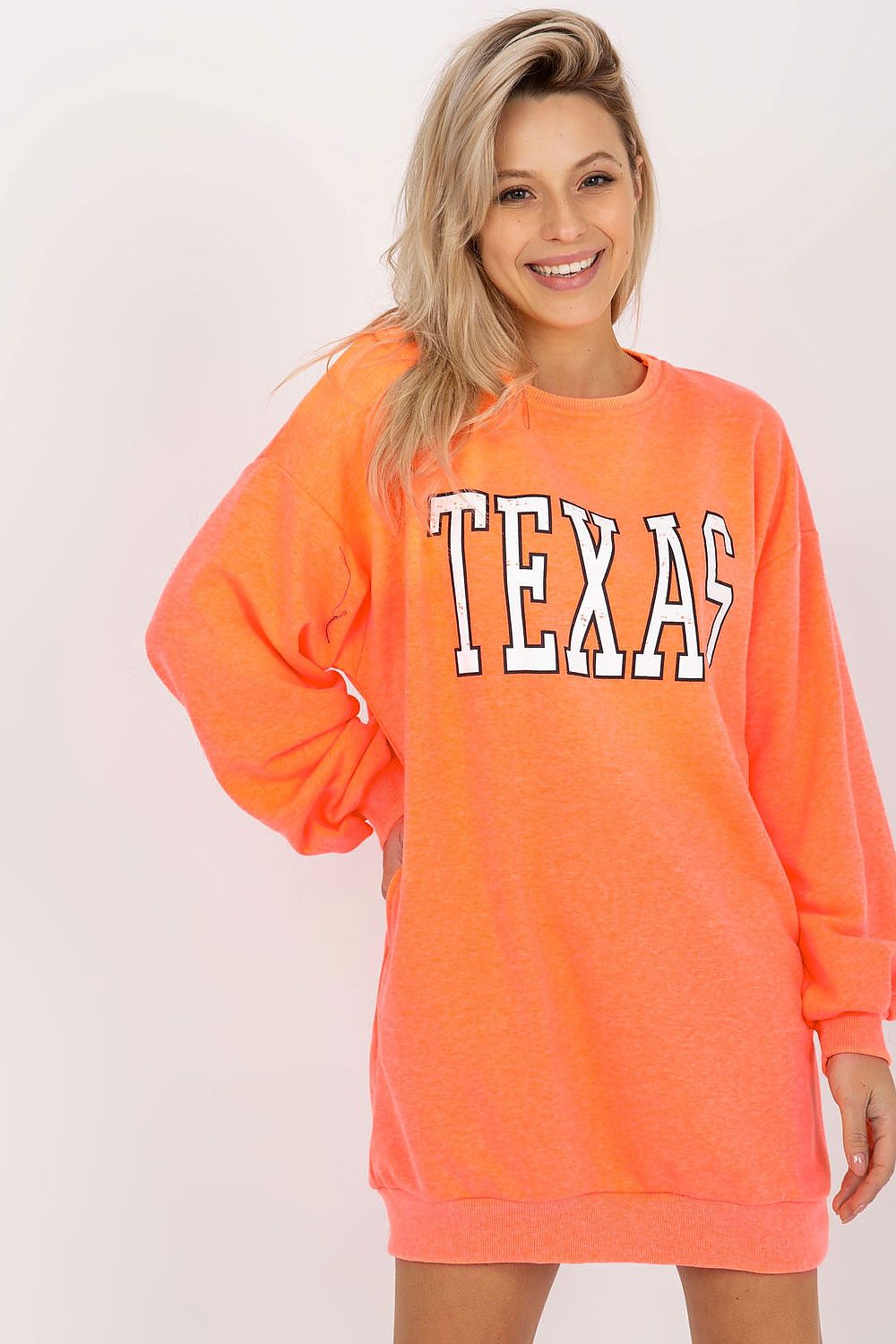 Ex Moda TEXAS Slogan Long Sweatshirt orange one-size-fits-all