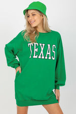 Ex Moda TEXAS Slogan Long Sweatshirt green one-size-fits-all