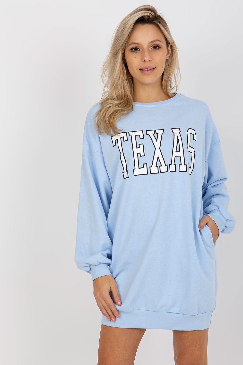 Ex Moda TEXAS Slogan Long Sweatshirt blue one-size-fits-all