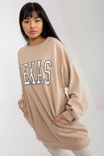 Ex Moda TEXAS Slogan Long Sweatshirt beige 3 one-size-fits-all