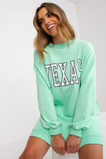 Ex Moda TEXAS Slogan Long Sweatshirt green 2 one-size-fits-all