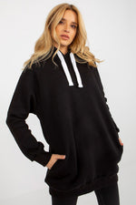 Ex Moda Long Drawstring Hoodie black one-size-fits-all