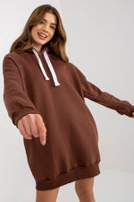 Ex Moda Long Drawstring Hoodie brown one-size-fits-all