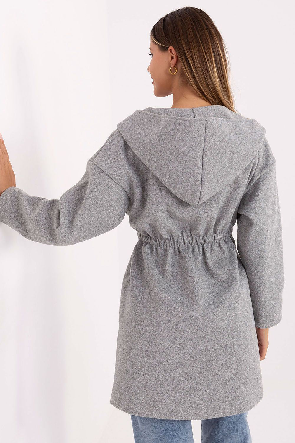 Rue Paris Hooded Belted Knit Coat