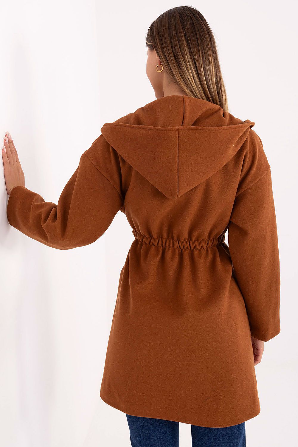 Rue Paris Hooded Belted Knit Coat