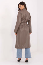 Rue Paris Knee-Length Belted Leather Coat