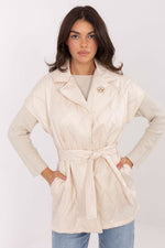 Rue Paris Quilted Buttoned Gilet Vest beige 2 one-size-fits-all