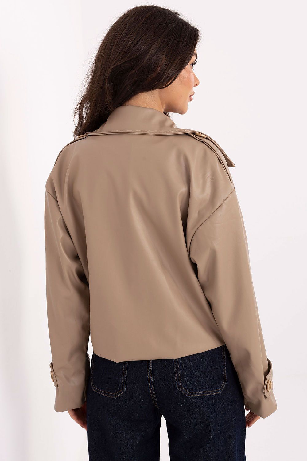 Rue Paris Short Eco-Leather Trench Coat