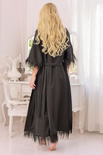 Kalimo Diva Long Gown Satin Feather Robe