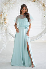 Bicotone Sequin Bolero Thin-Strap Rose Belt Maxi Dress green 2