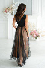 Bicotone Airy Slit Rose Belt Flowing Maxi Dress