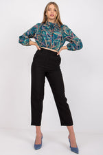 Italy Moda Short Blouse Long Sleeve Stand-Up Collar